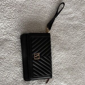 Victoria's Secret Black Quilted Wristlet Clutch